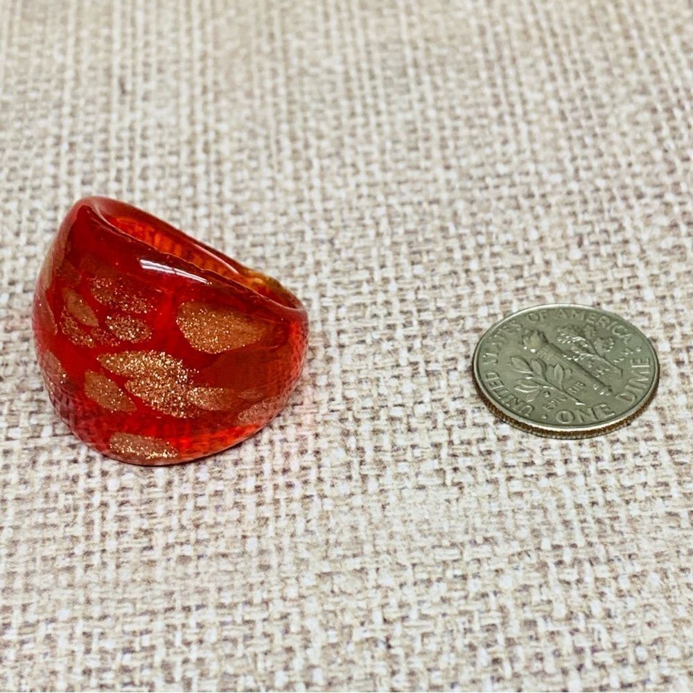 Red Gold Art Glass Ring‎